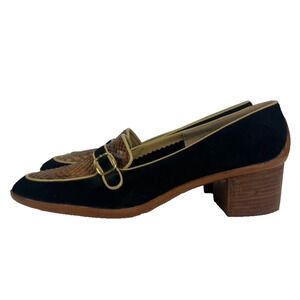 Mikelos Shoes Womens 8 M Leather Suede Snake Skin Detail Made In Greece